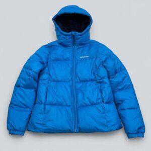 Columbia Women's Puffer Jacket Medium Winter Hooded Insulated Ski Blue Coat M